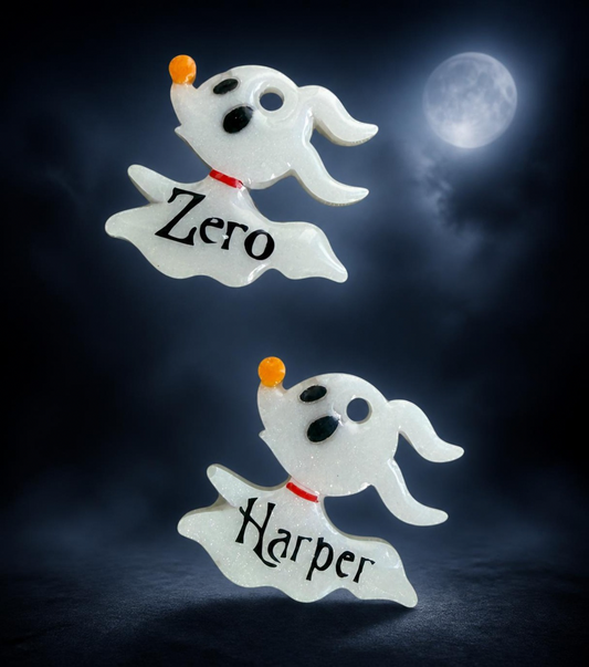 Spooky Ghost Pup Tag