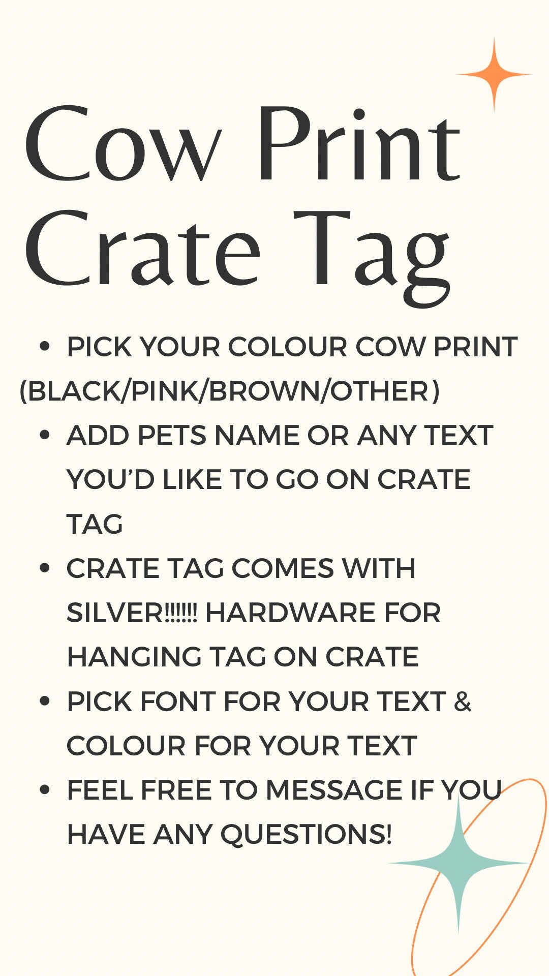 Cow Print CRATE Tags