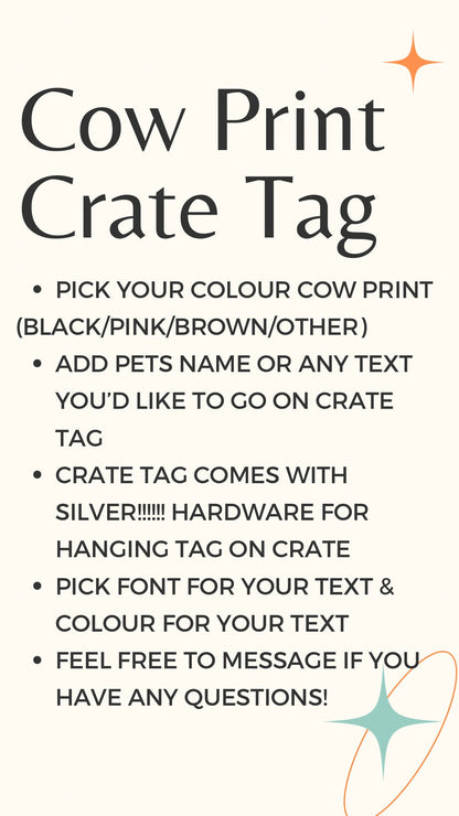 Cow Print CRATE Tags